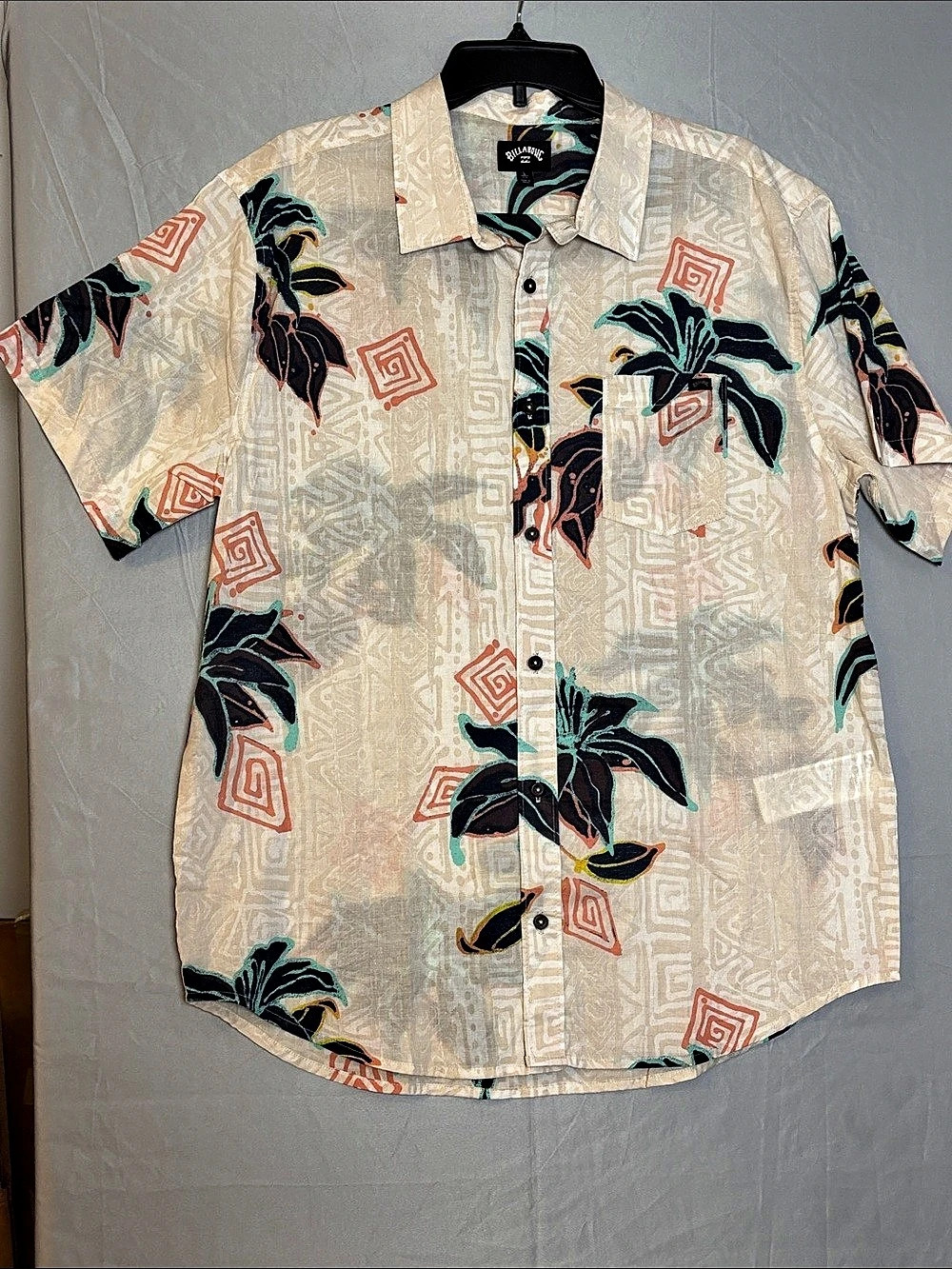 Billabong Men's Cotton Hawaiian Button Down Short Sleeve Shirt- 24Large Like New